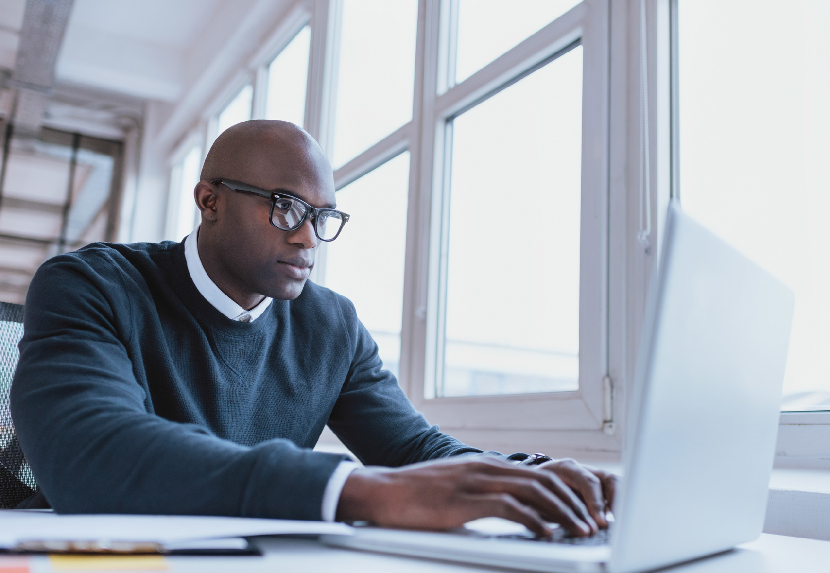 Business man looking at reporting tradelines