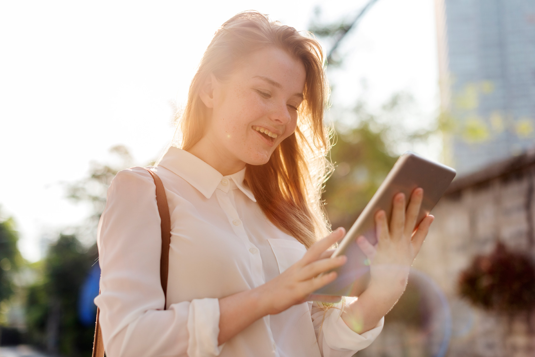 Woman receives success system notification